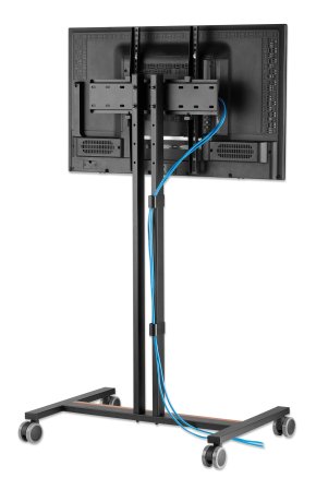 MANHATTAN Kompakter TV-Ständer auf Rollen oder Standfuss 86,36-139,70cm 34-55Zoll 35kg neigbar platzsparendes Design schwarz/braun