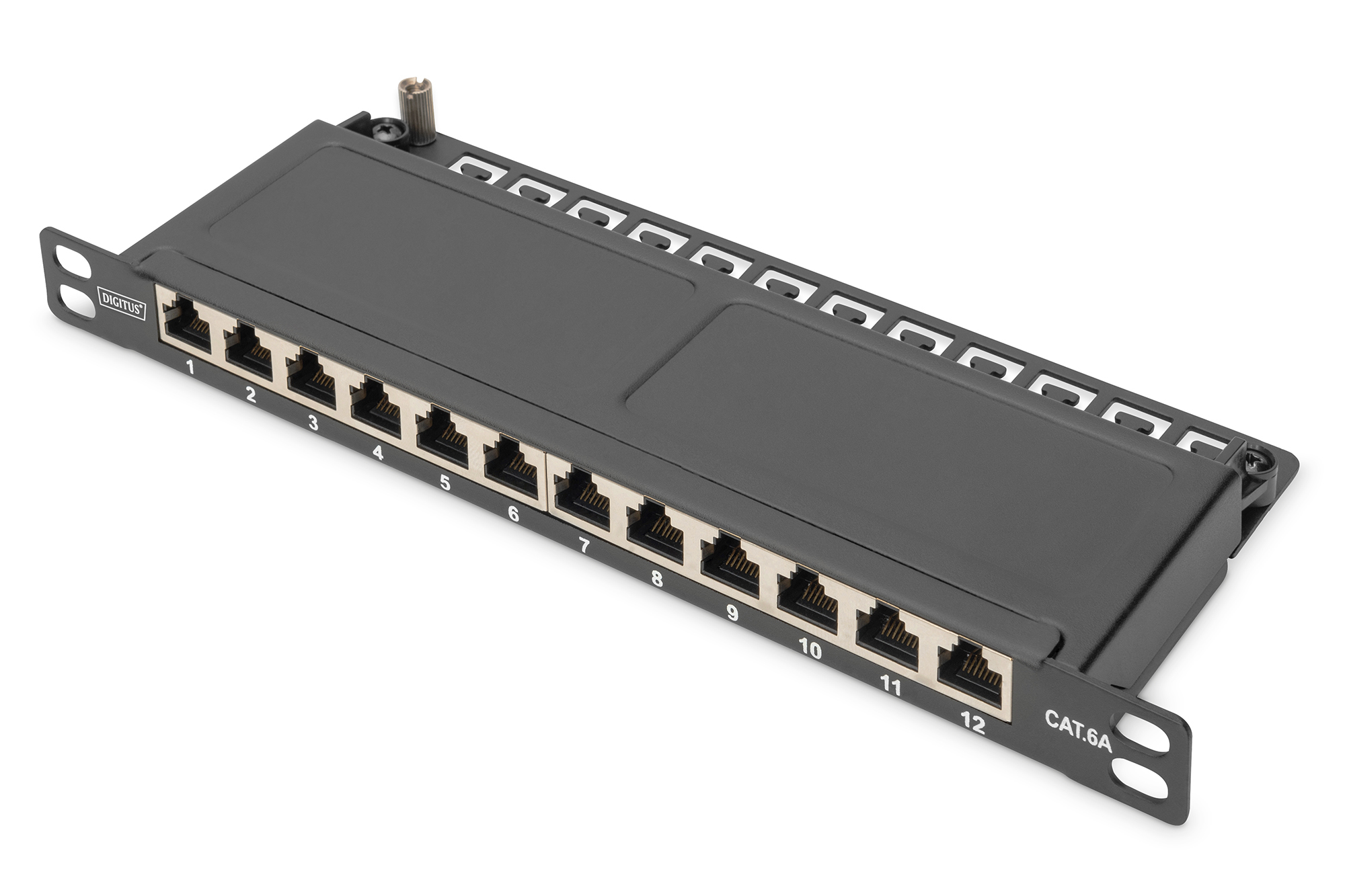 DIGITUS Patchpanel 10 Cat6A 12x RJ45 0,5HE geschirmt schw