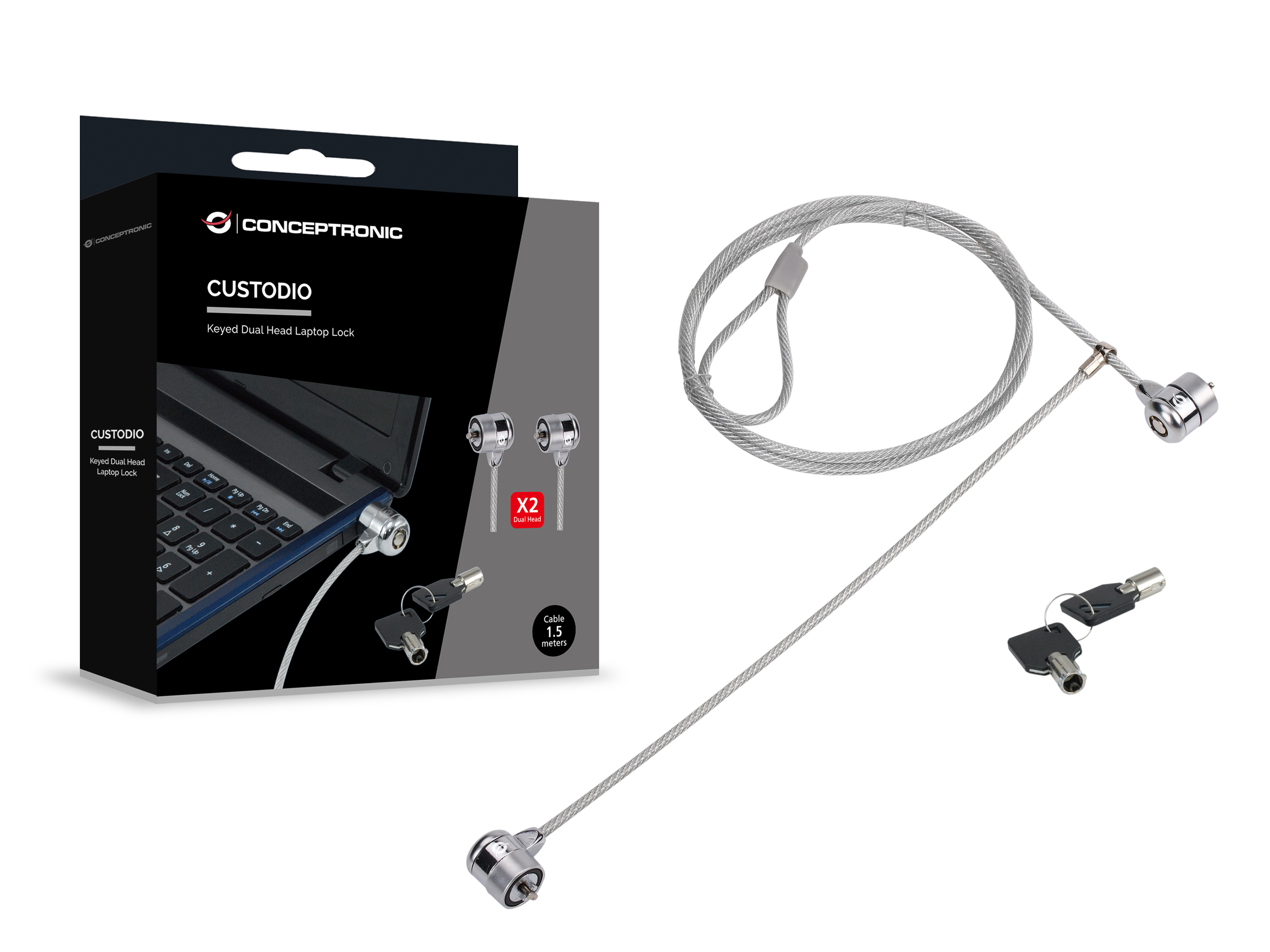 CONCEPTRONIC NBT Notebook/Laptop Dual Schlüsselschloss 1.50m
