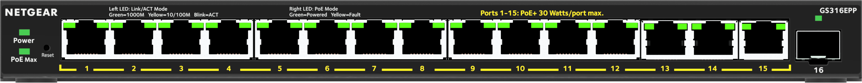 16-PORT POE+ GIGABIT SWITCH PLUS SWITCH POE+ 231W 1XSFP