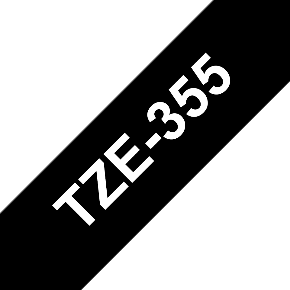 TZE-345 LAMINATED TAPE 18MM 8M WHITE ON BLACK