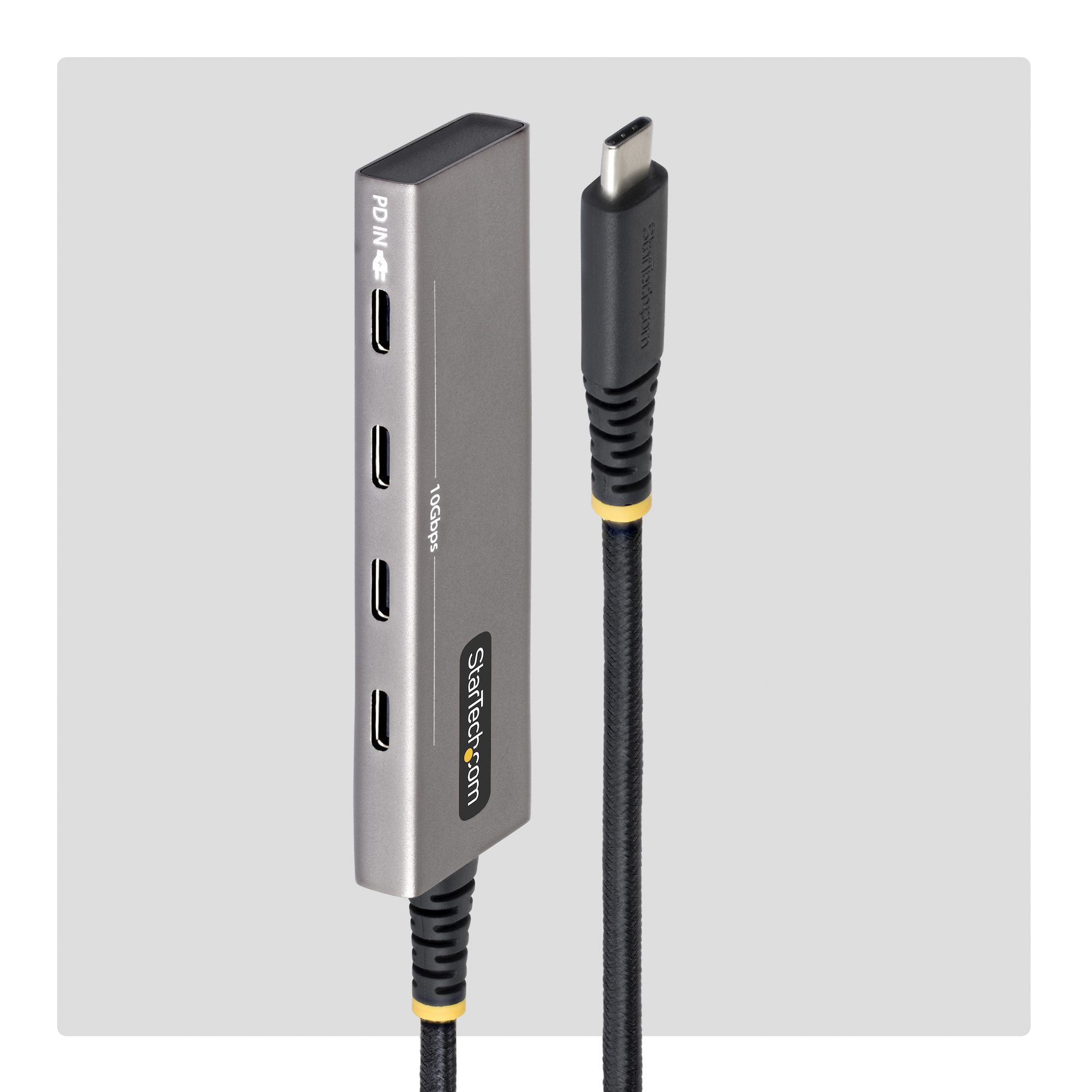 STARTECH.COM 4-Port USB-C Hub 10Gbps 100W Power Delivery 4x USB-C Ports Überstromschutz PCR-Aluminium für MacBook Dell ThinkPad HP