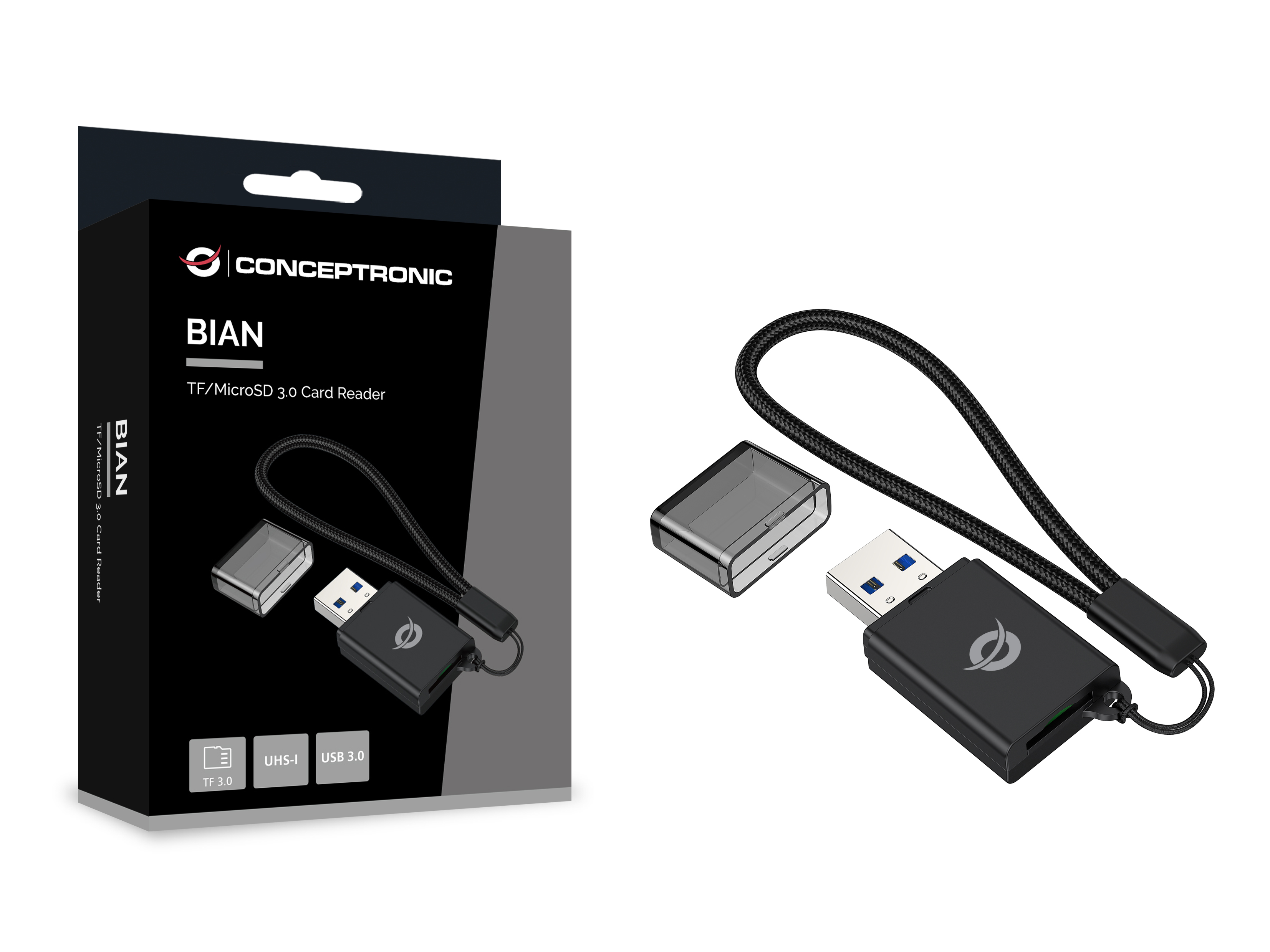 CONCEPTRONIC Kartenleser USB-A3.0->TF/Micro-SD3.0 schwarz