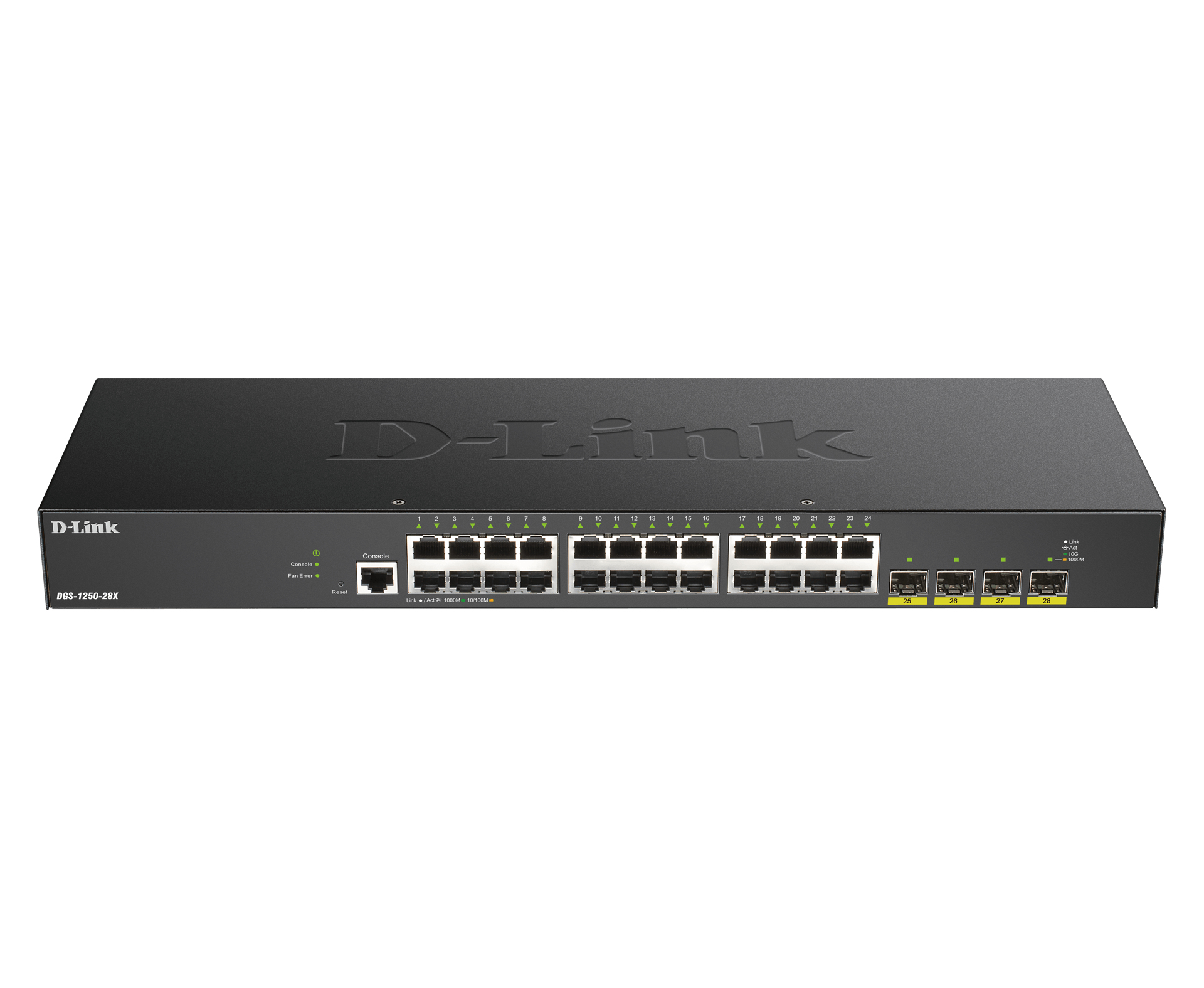 D-LINK DGS-1250-28X/E 28-Port Smart Managed Gigabit Switch 24x 1000BASE-T-Port 4x 10-Gbit Uplink-Port (SFTP+) Layer-2/Layer-3-Lite