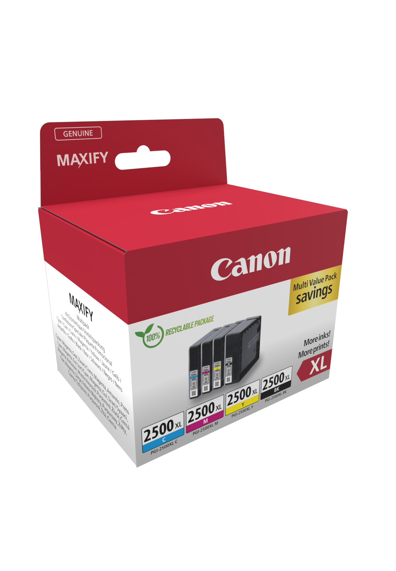 Canon PGI-2500 XL BK/C/M/Y schwarz, cyan, magenta, gelb Druckerpatronen, 4er-Set