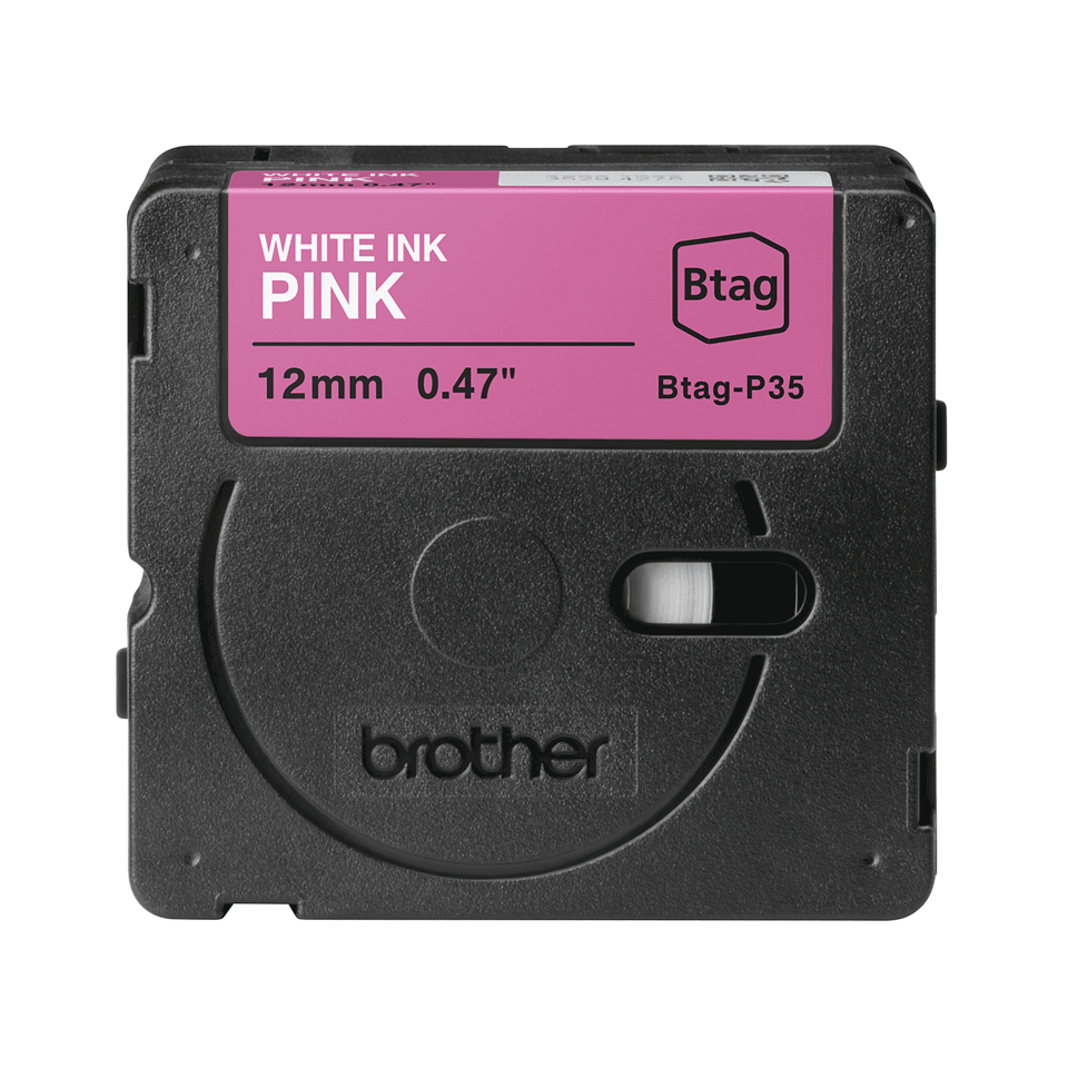 brother Schriftband Btag BTAGP35, 12 mm, weiß auf pink, 1 St.