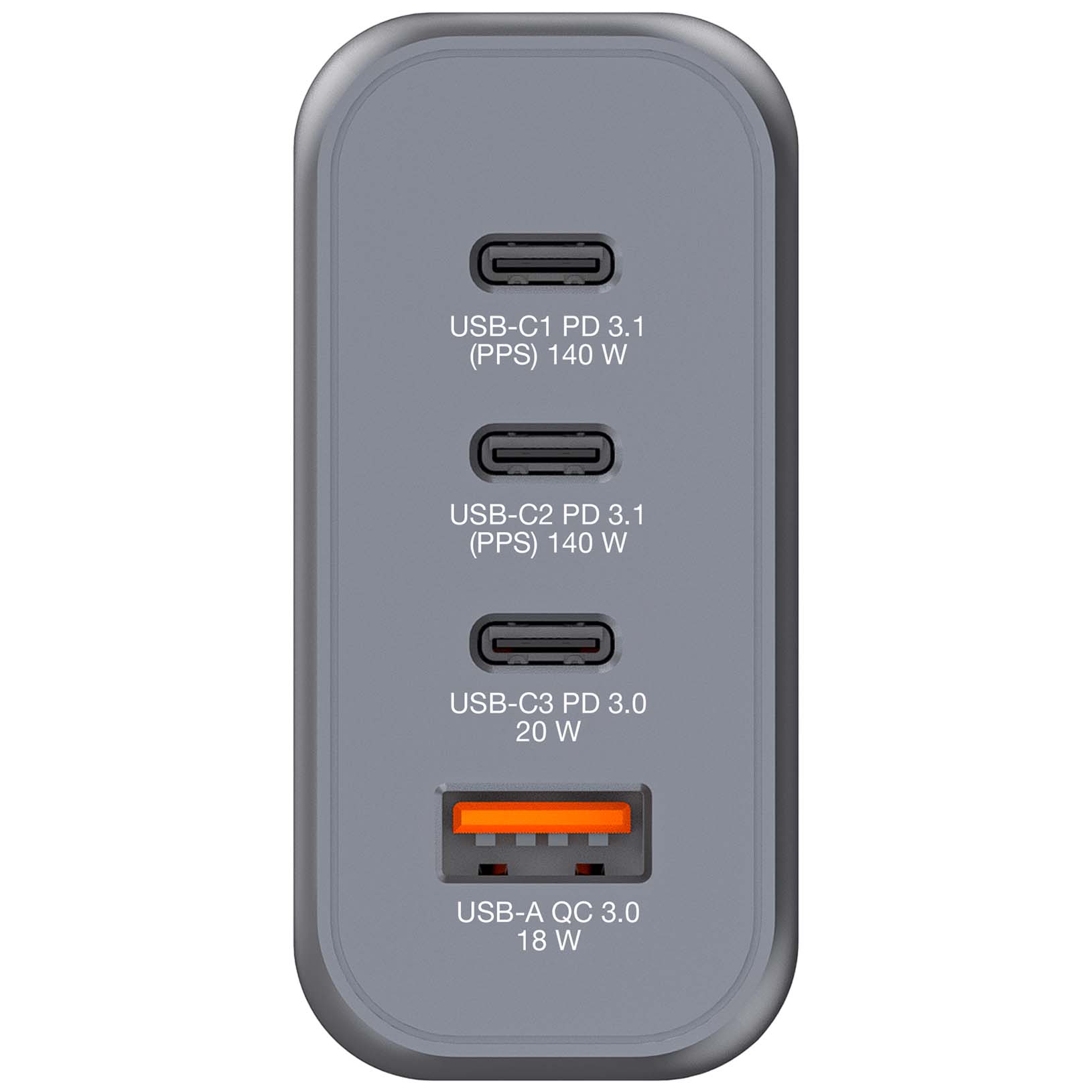 GaN-Ladegerät 140W, 1x USB-A , 3x USB-C