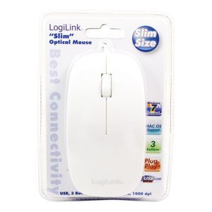 Logilink Maus USB Optical Scroll 1000dpi weiß