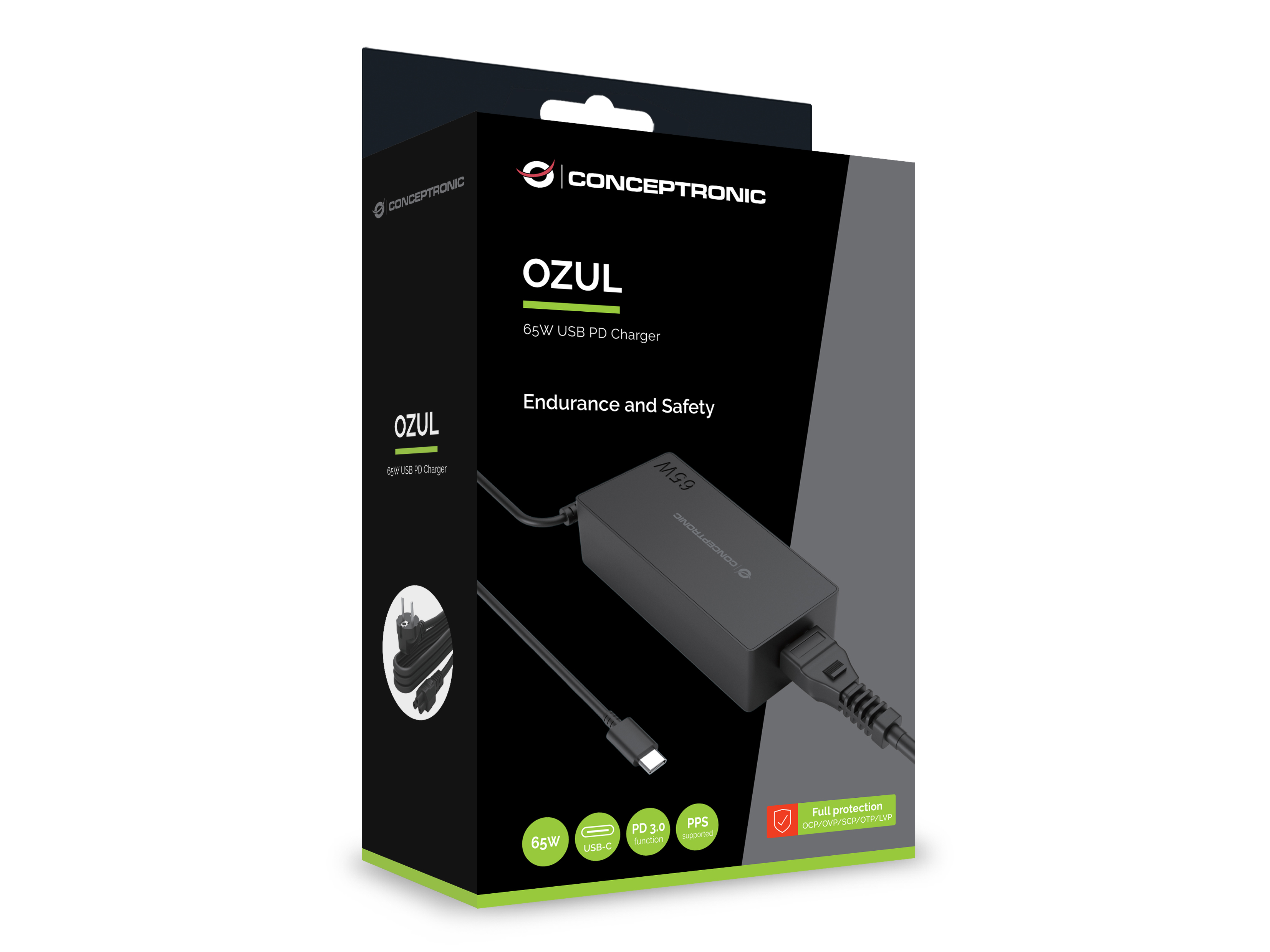 CONCEPTRONIC Ladegerät 1Port GaN USB-C 65WPD3.0/PPS sw