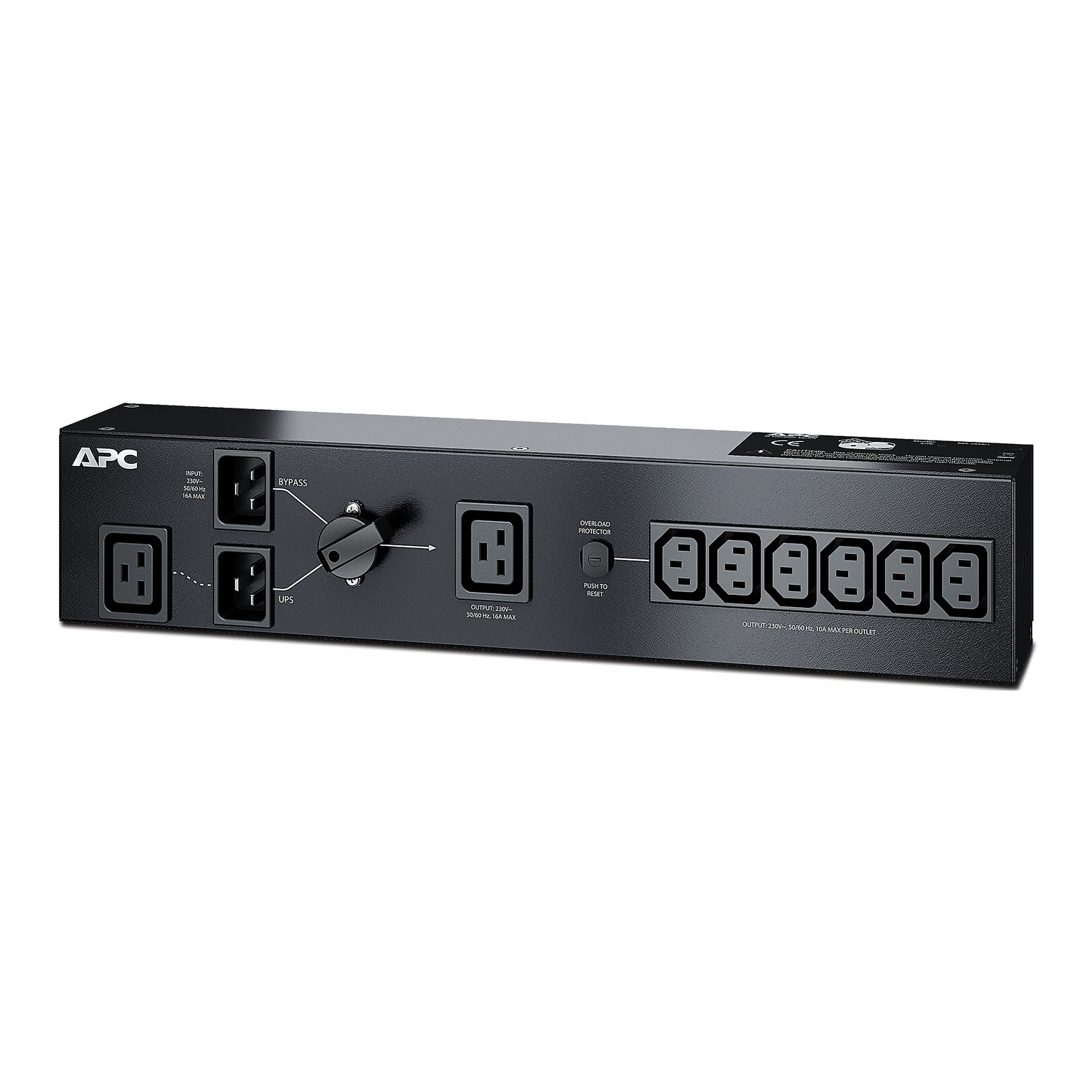 APC Service Bypass Panel Rack AC 230V 3000VA input IEC 60320 C20 output connectors 8 2U Black