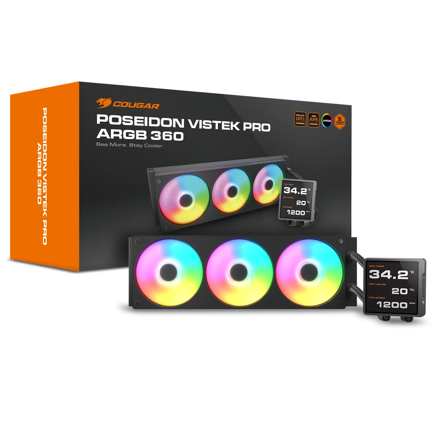 COUGAR CPU Wasserkühlung Poseidon Vistek Pro 360,ARGB,Schw.