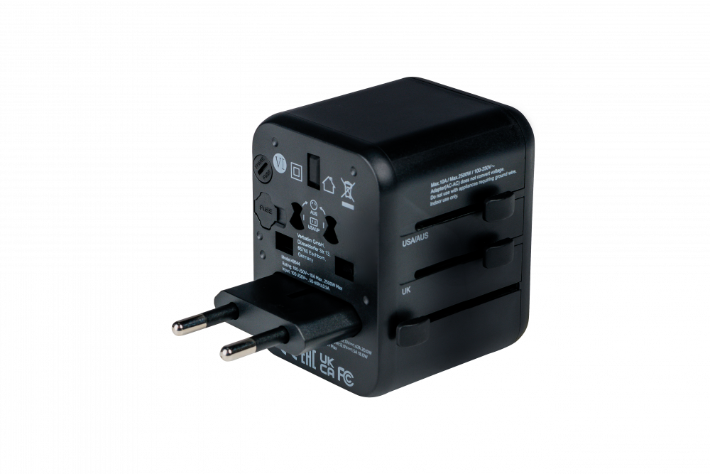 Verbatim Universal Reiseadapter UTA-02 mit 1xUSB-A, 1xUSB-C retail