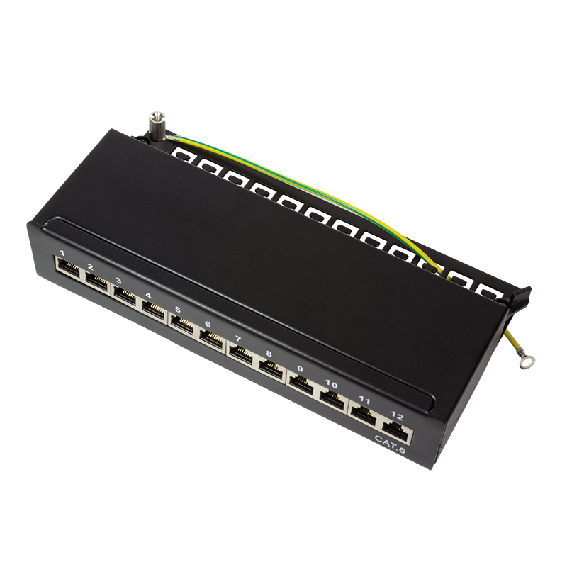 Logilink Patchpanel Tisch/Wand Cat.6 STP 12 Ports, schwarz