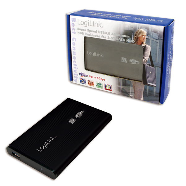 Logilink Geh. 6.3cm (2,5) USB 3.0/SATA  Black  ALU o. NT