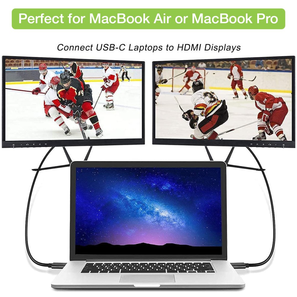 TECHLY Anschlusskabel HDMI zu USB-C schwarz fuer HDMI-Monitore an einen Computer mit USB-C Schnittstelle 2m