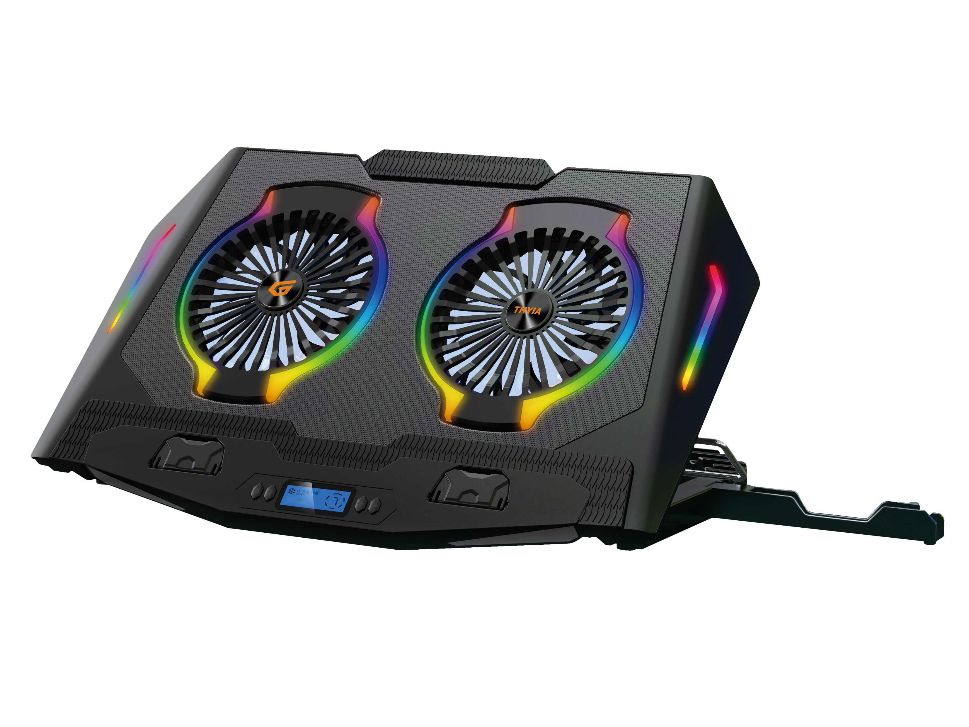 CONCEPTRONIC 2-Fan USB-A2.0 Laptop-Kühlpad 40Kg RGB 17 sw