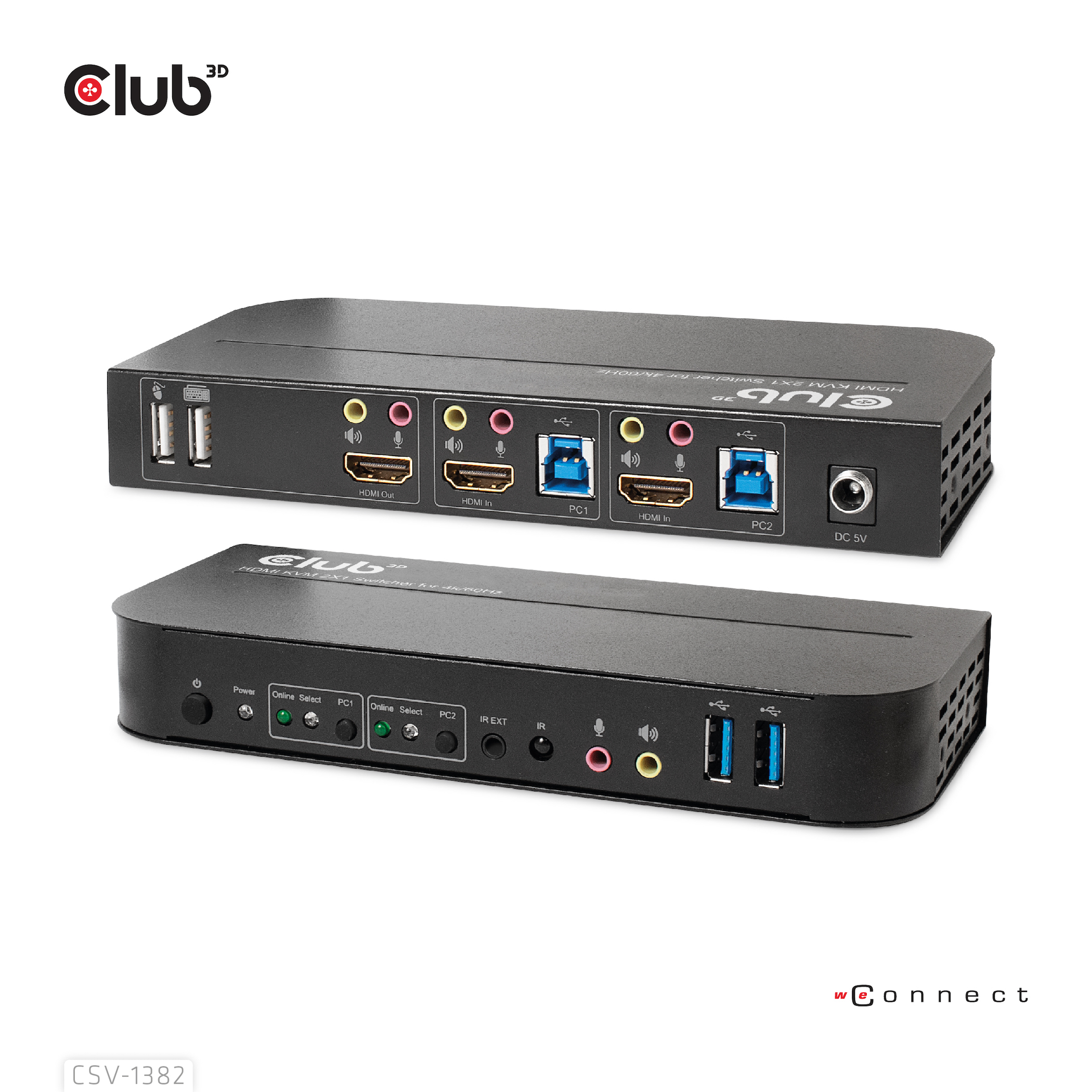 Club3D KVM Switch 4K60Hz 2x HDMI > HDMI/2xUSB/Audio retail
