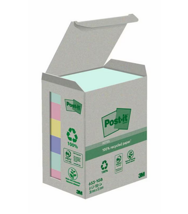 Post-it® Recycling Notes Rainbow Haftnotizen farbsortiert, 6 Blöcke