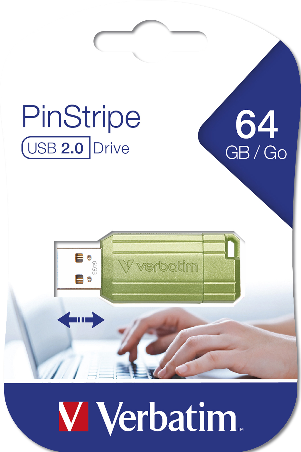 USB-Stick 64GB Verbatim 2.0 Pin Stripe Eucalyptus Green