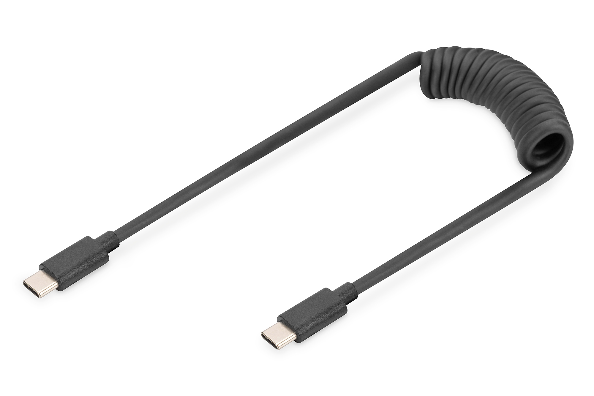 DIGITUS Ladekabel USB-C->USB-C Spiralkabel 1m schwarz
