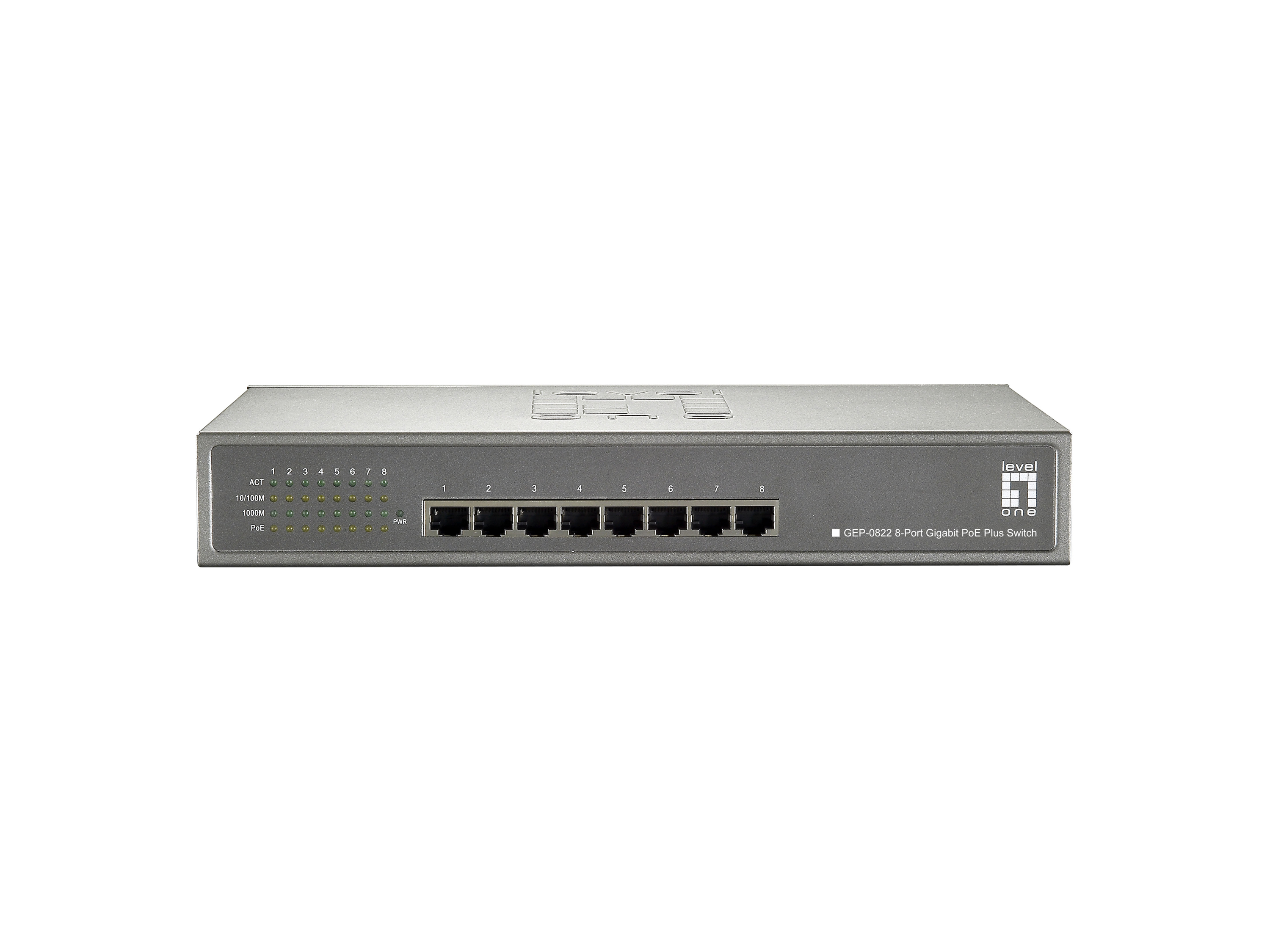 LevelOne PoE+Switch 8xGE PoE unmanaged 240W 19 Metall