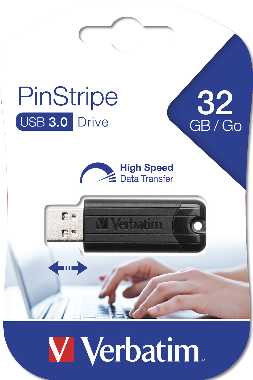 USB-Stick 32GB Verbatim 3.2 Pin Stripe Black retail