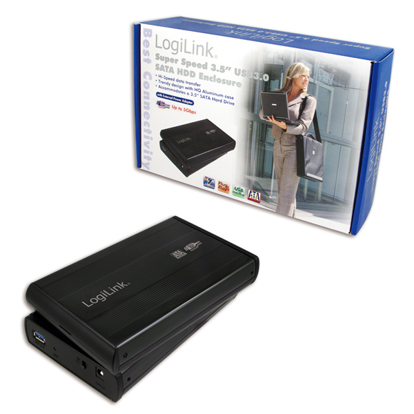 Logilink Geh 89cm 3,5 USB 30SATA Black ALU m N