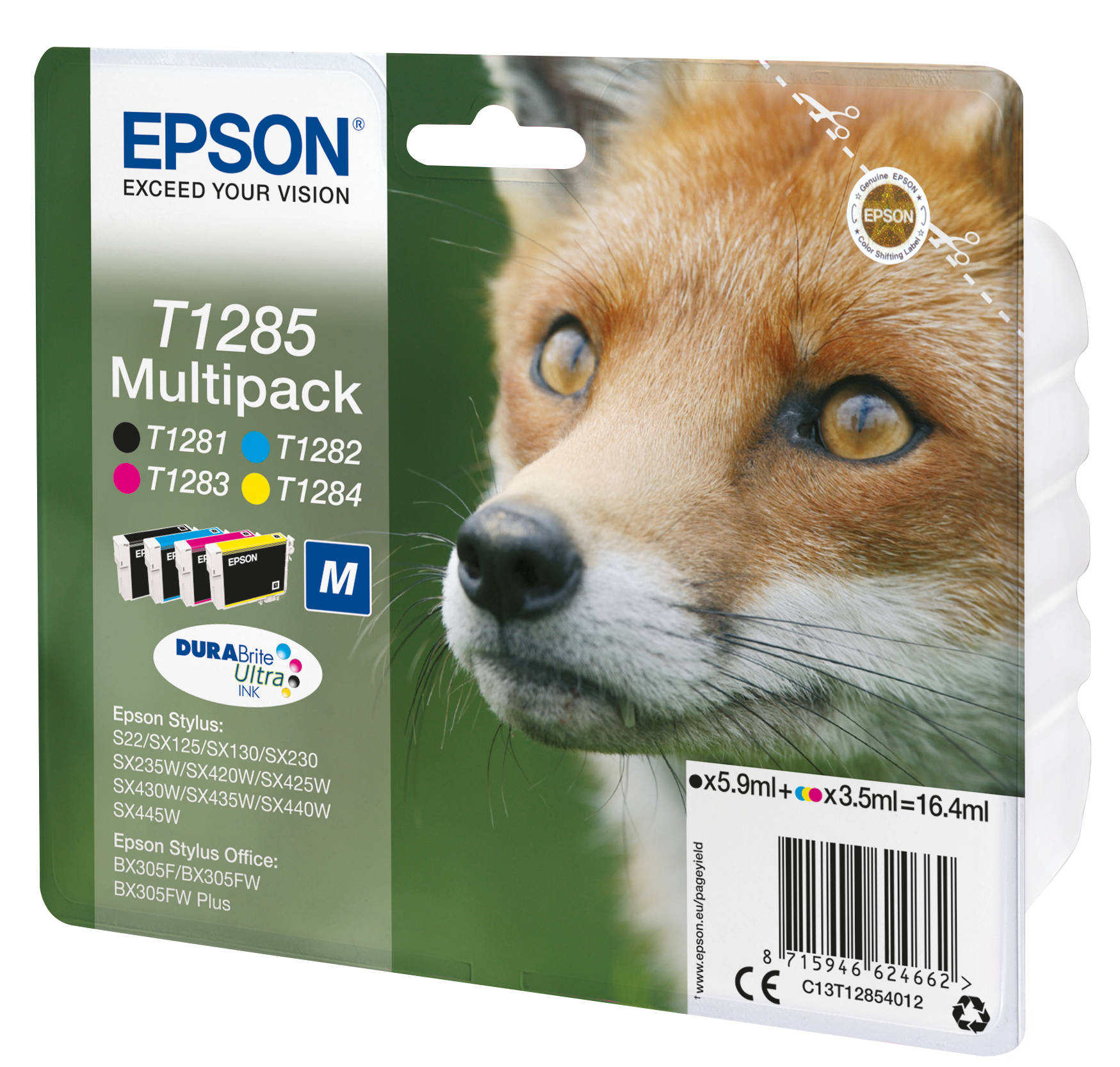 EPSON T1285M (Fuchs) schwarz, cyan, magenta, gelb Druckerpatronen, 4er-Set