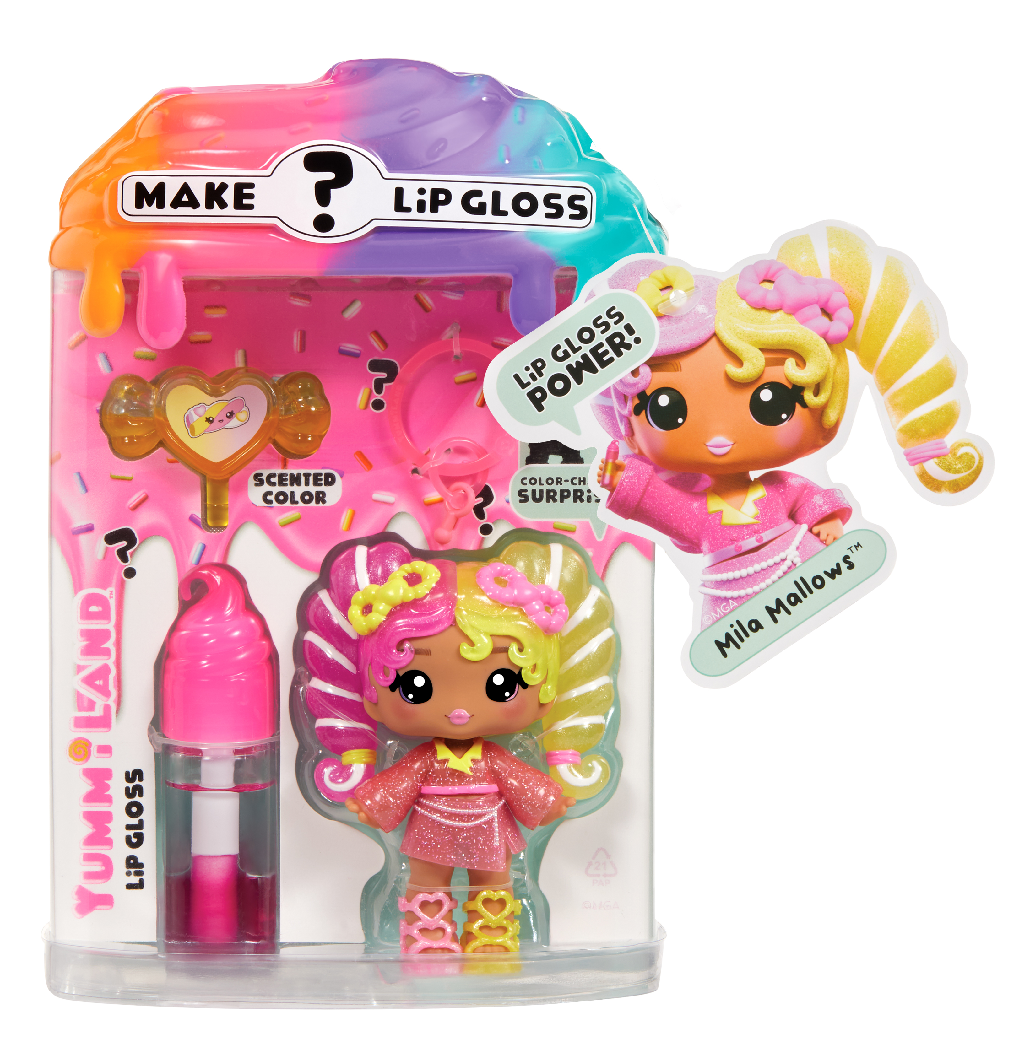 Yummiland Lip Gloss Doll: Mystery Color Change - Mila Mallows, Puppe