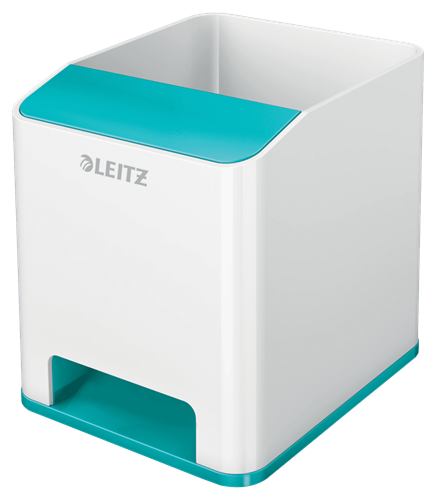LEITZ Stiftehalter WOW Duo Colour perlweiß/eisblau Polystyrol 2 Fächer 9,0 x 10,1 x 10,0 cm