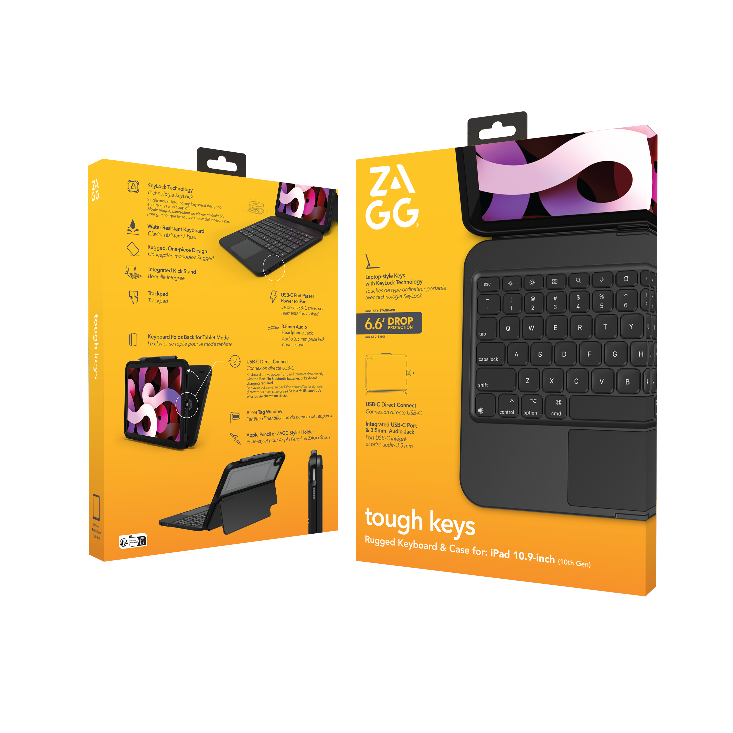 ZAGG-KB-TOUGH KEYS-APPLE-IPAD 10.9 10TH GEN/A16-BLACK-SWISS (B
