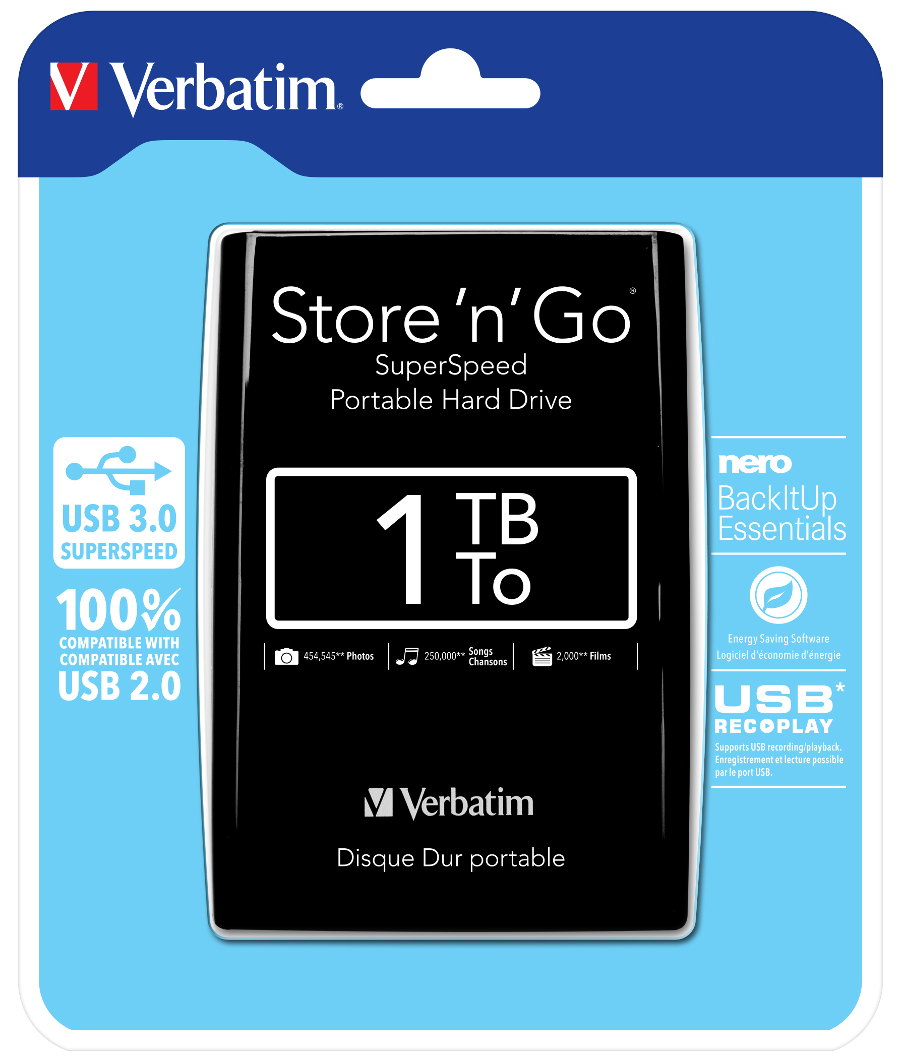 Verbatim 6.3cm (2.5) 1TB USB 3.0 Store'n Go Black retail