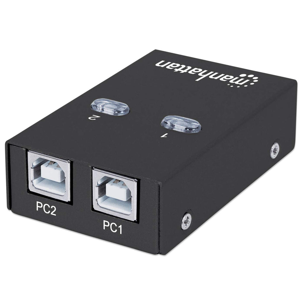 MANHATTAN 2-Port USB 2.0-Umschalter Zum Teilen eines USB-Geraetes Umschalten per Tastaturkuerzel oder per Tastendruck am Geraet
