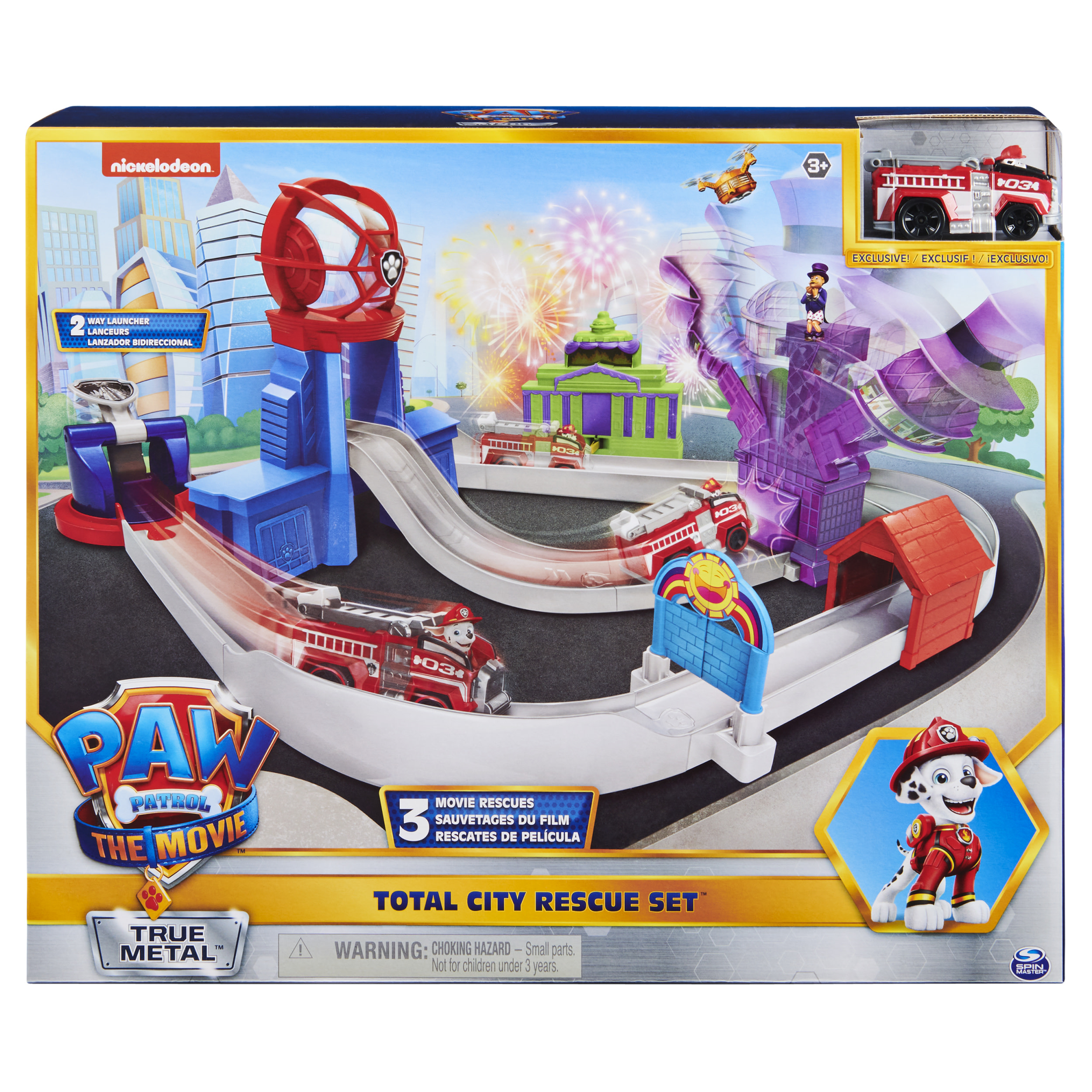 Paw Patrol, True Metal Total City Rescue Movie Rennstrecken-Set, Rennbahn
