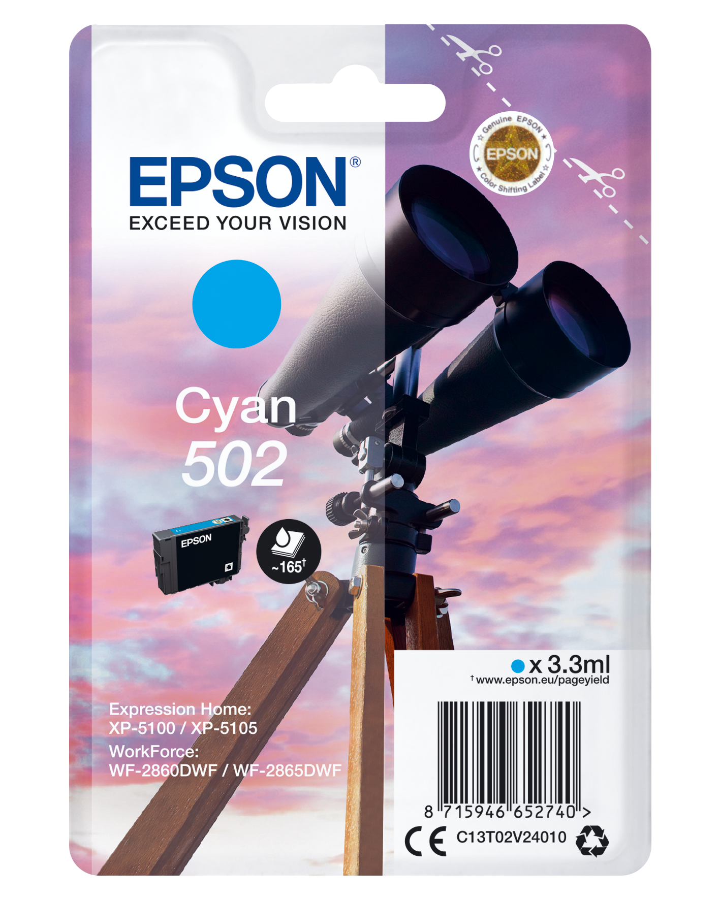 EPSON 502/T02V24 (Fernglas) cyan Druckerpatrone