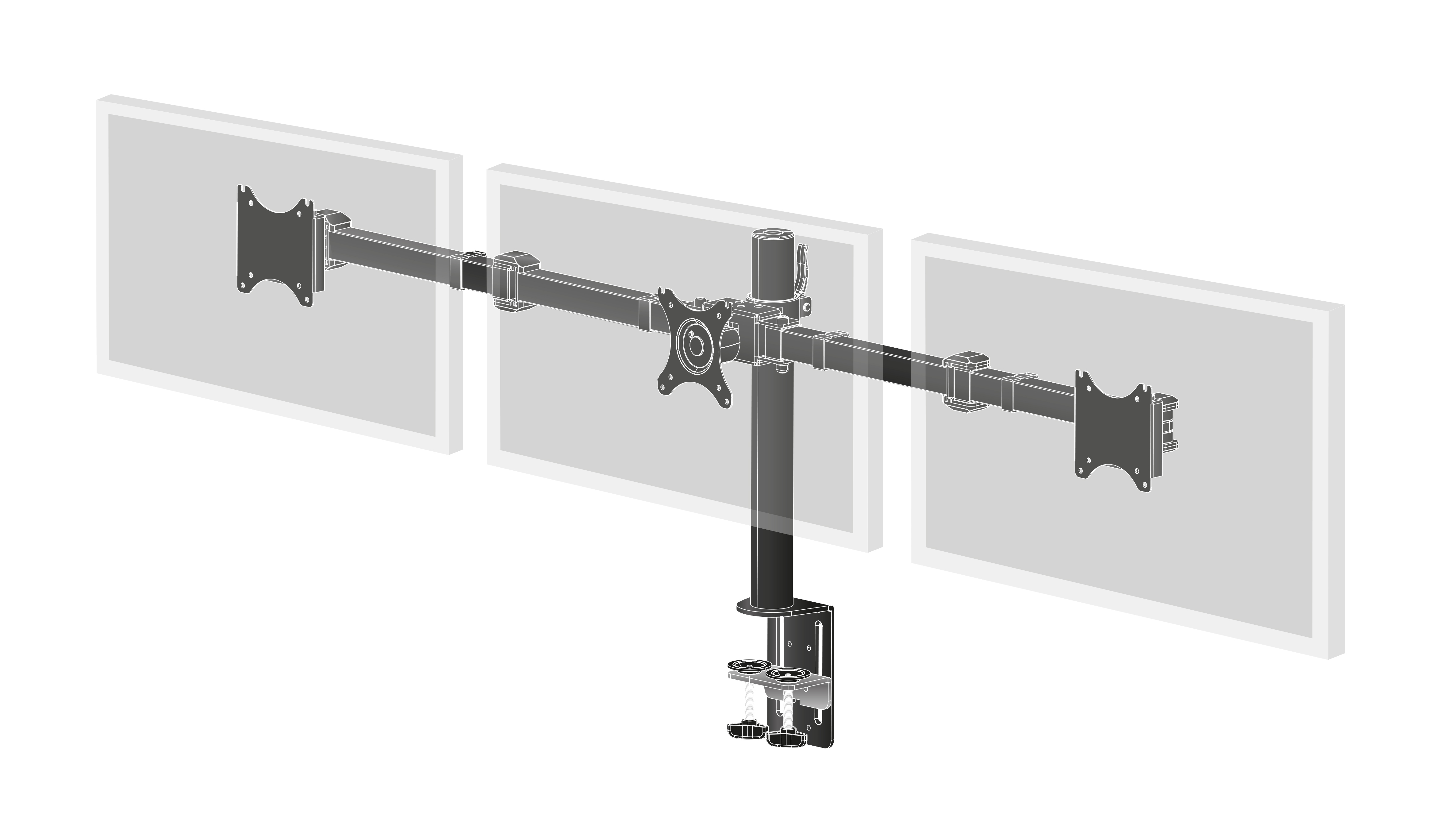 DS1003C-B1 TRIPLE DESKTOP ARM F/ 3 FLAT SCREENS 27IN 10KG