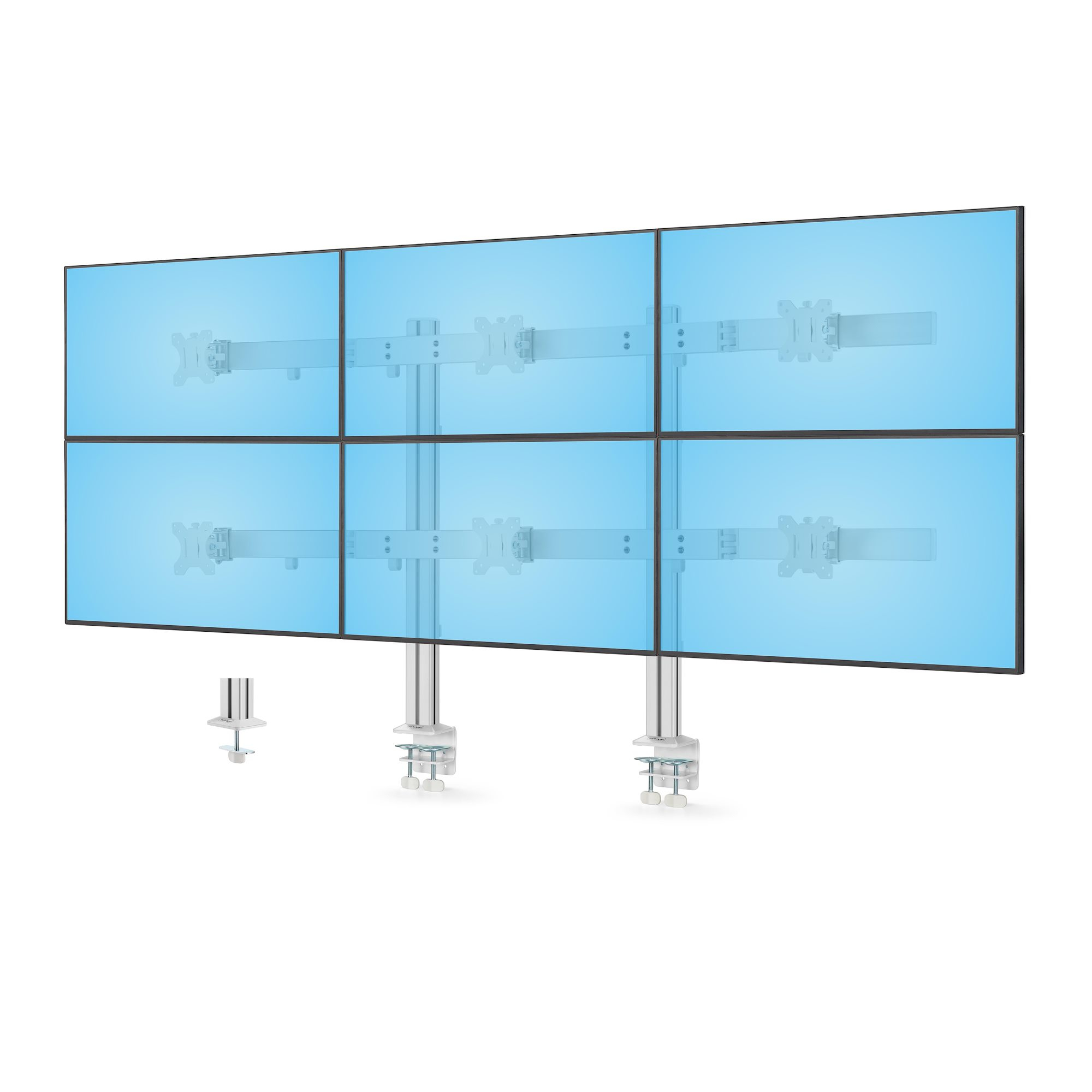 STARTECH.COM 6 Fach Monitorhalterung mit Querstange Monitore bis 81,28cm 32Zoll & 8kg Zwei Pfosten Bildschirmhalterung/Monitorarm
