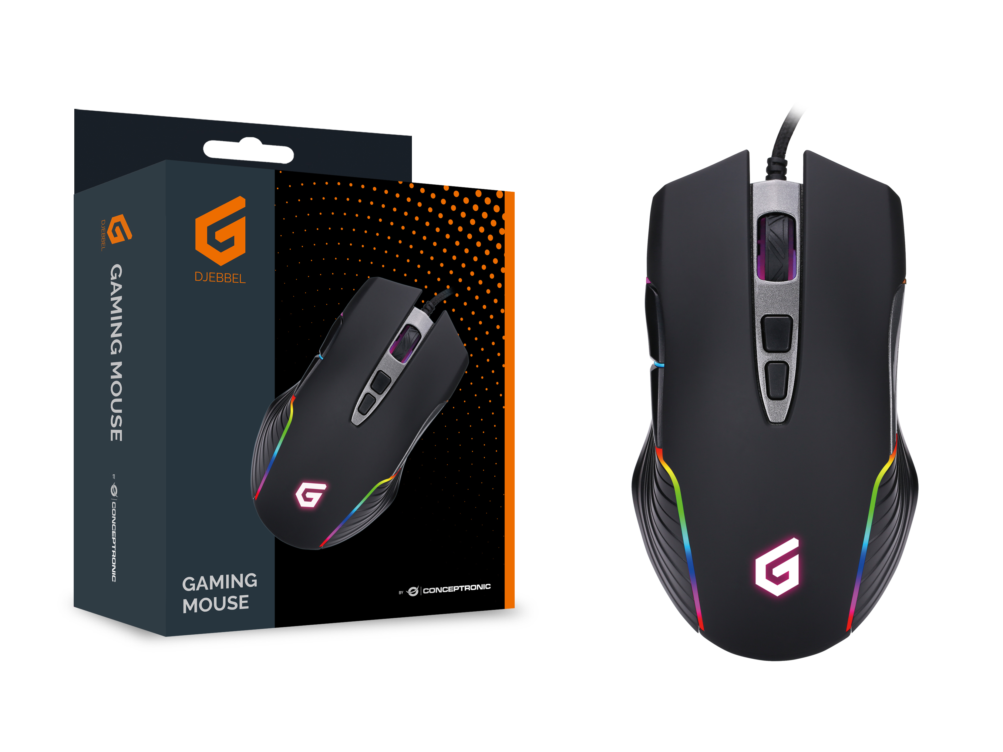 CONCEPTRONIC Gaming Maus USB/7200DPI/IC/7Buttons 1.50m sw