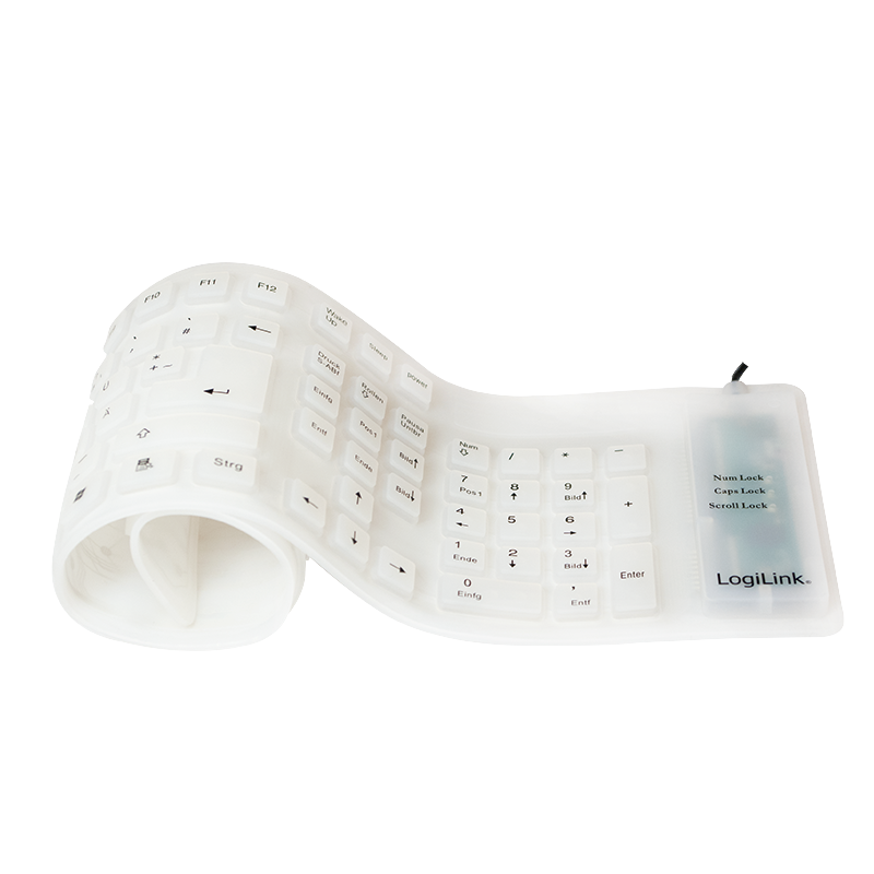 Logilink Tastatur USB / PS/2 Flexibel Wasserfest weiß
