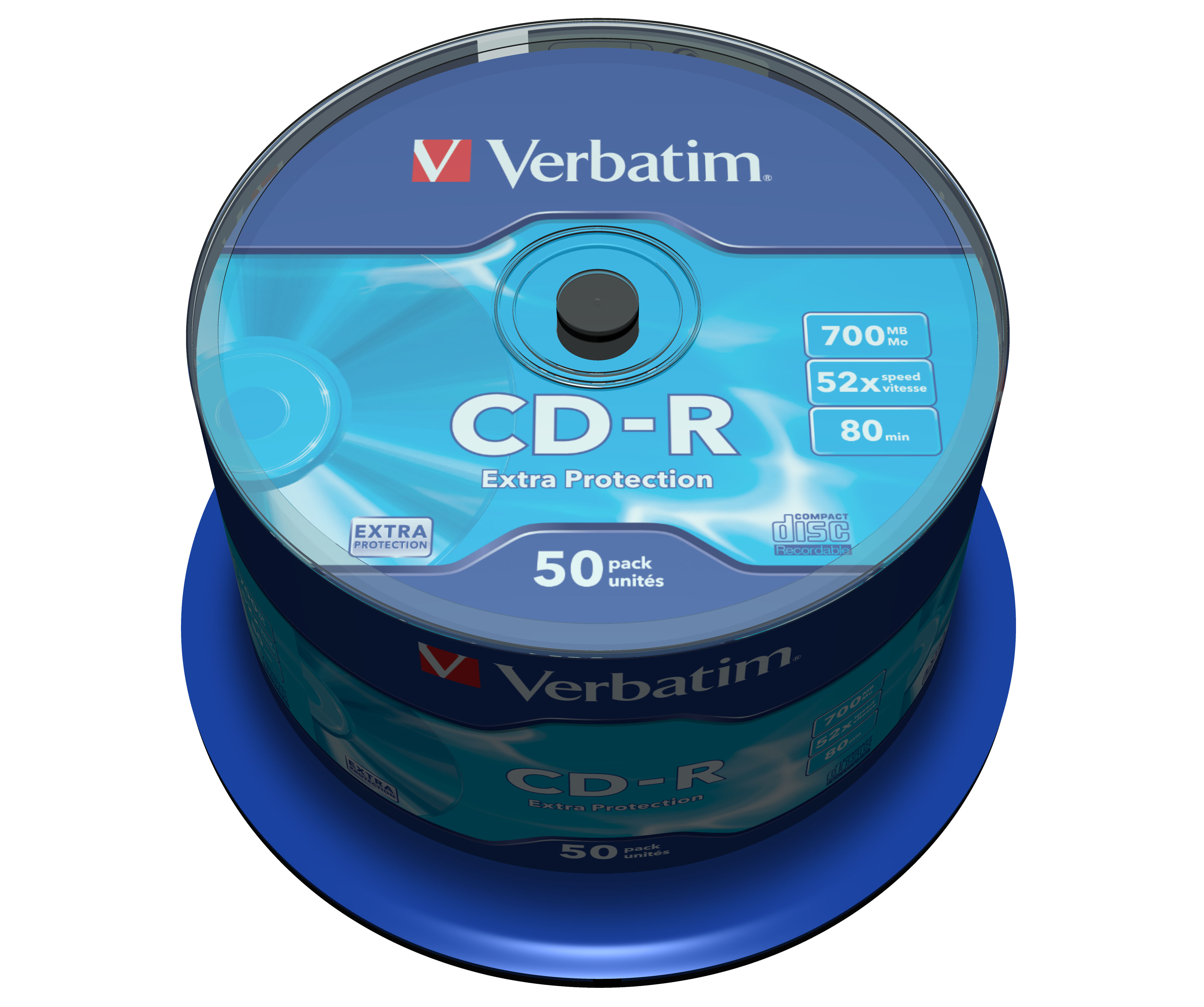 CD-R Verbatim 700MB 50pcs Pack 52x Spindel extra protect retail