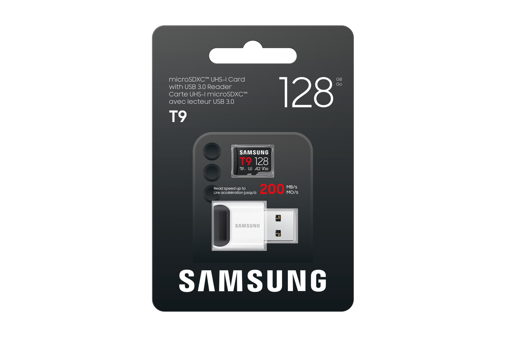SAMSUNG T9 microSD Speicherkarte mit USB-Kartenleser 128GB bis zu 200 MB/s Lesen und 130 MB/s Schreiben