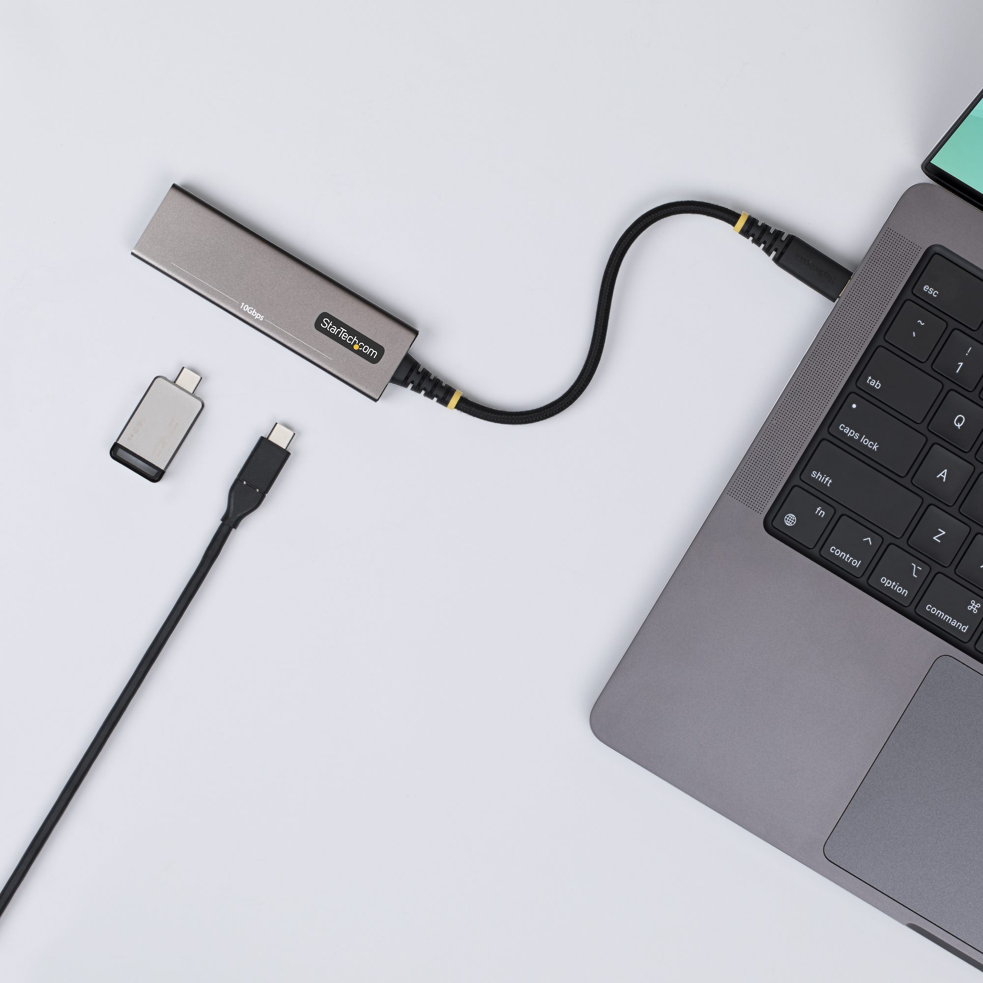 STARTECH.COM 4-Port USB-C Hub 10Gbps 100W Power Delivery 4x USB-C Ports Überstromschutz PCR-Aluminium für MacBook Dell ThinkPad HP