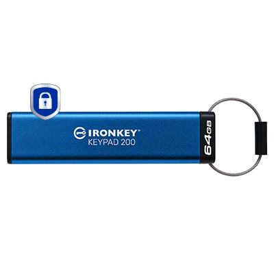 KINGSTON 64GB IronKey Keypad 200 FIPS 140-3 Lvl 3 Pending AES-256 Encrypted