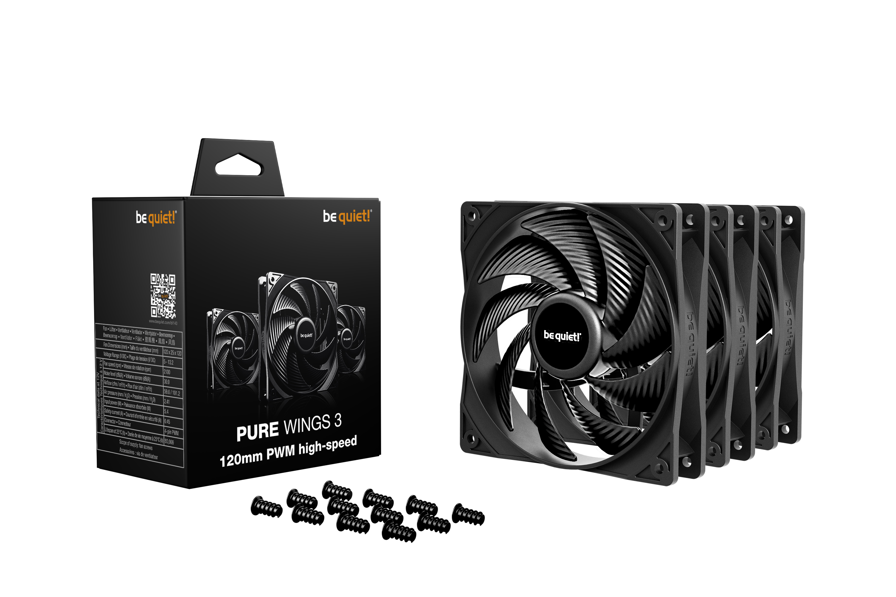 be quiet! Lüfter 120mm Pure Wings 3 PWM high-speed 3-Pack