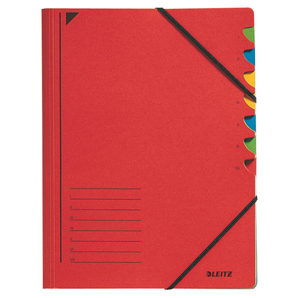 LEITZ Ordnungsmappe 3907 7 Fächer rot, 1 St.