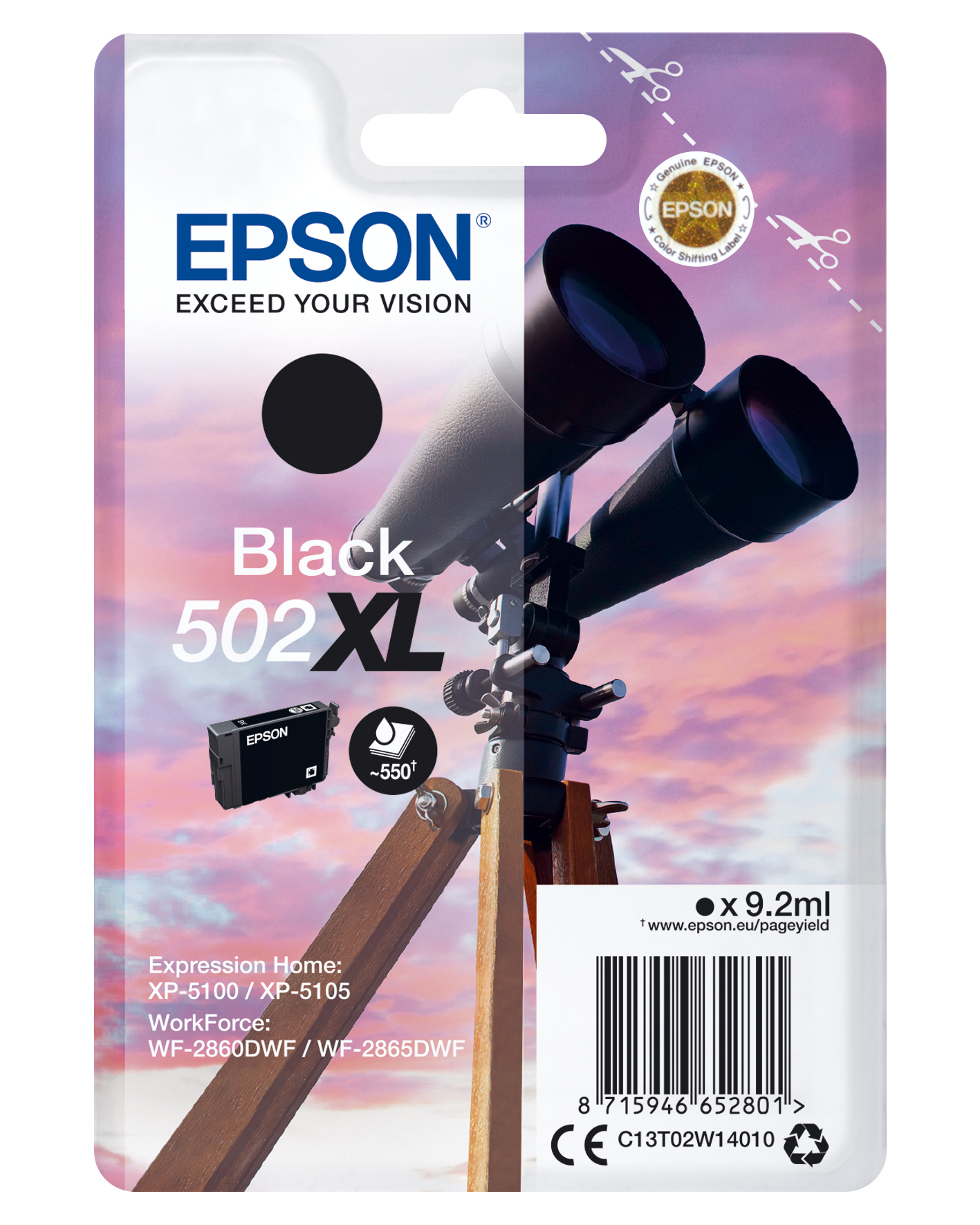 EPSON 502XL/T02W14 (Fernglas) schwarz Druckerpatrone