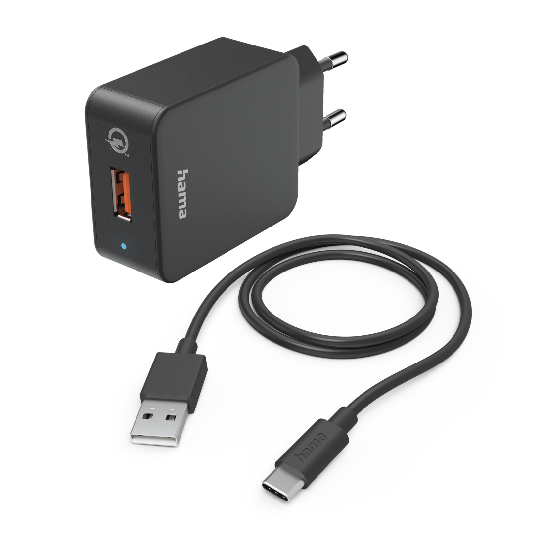hama Ladekabel mit Adapter schwarz, Kabellänge: 1,5 m, 19,5 Watt
