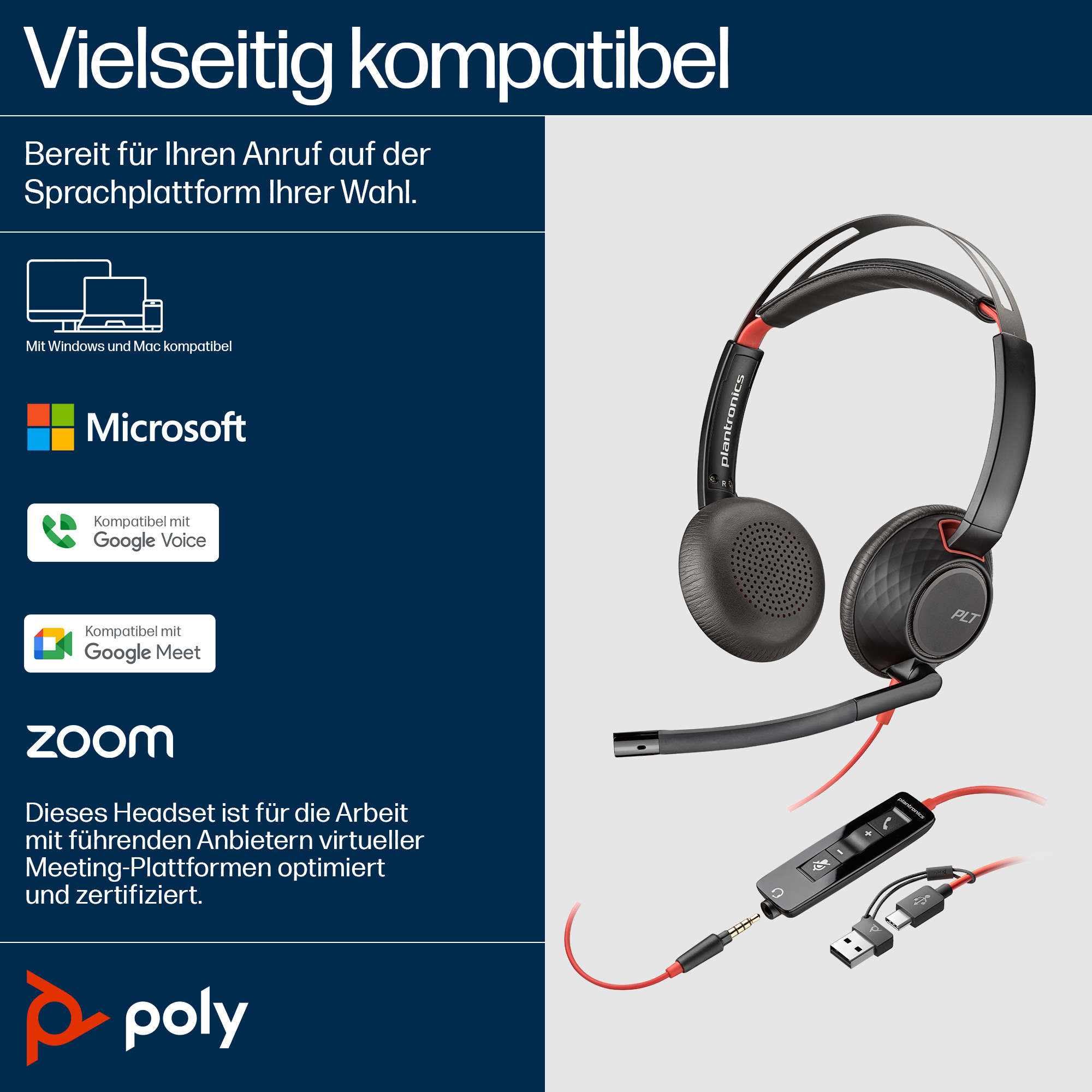HP Poly BW 5220 USB-C HS +3.5mmP +USB-C/A
