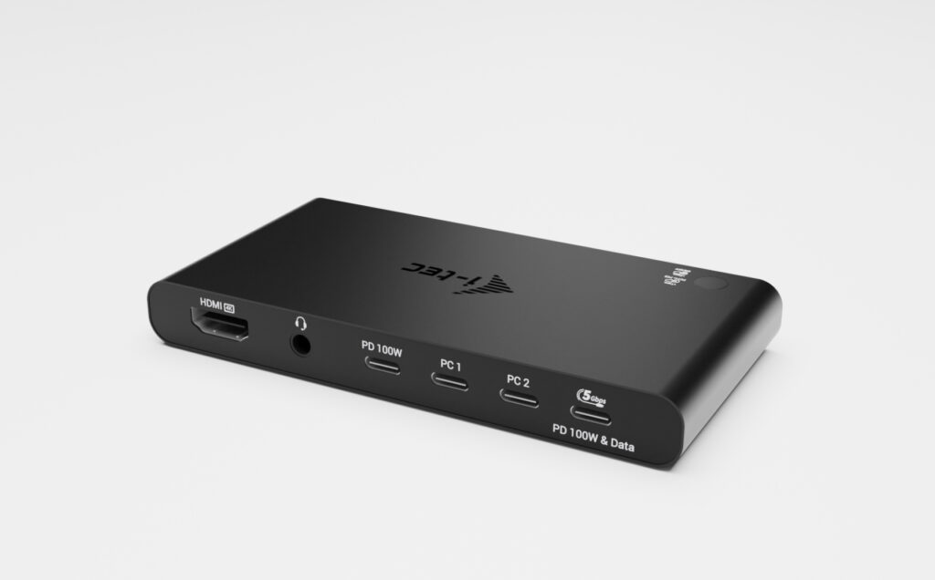 I-TEC KVM Docking Station HDMI for 2 hosts 1x HDMI 3xUSB-C 3.2 Gen1 2x USB-A 3.2 Gen 1 1x 3,5mm Audio/Mic Power Delivery 2x 100W