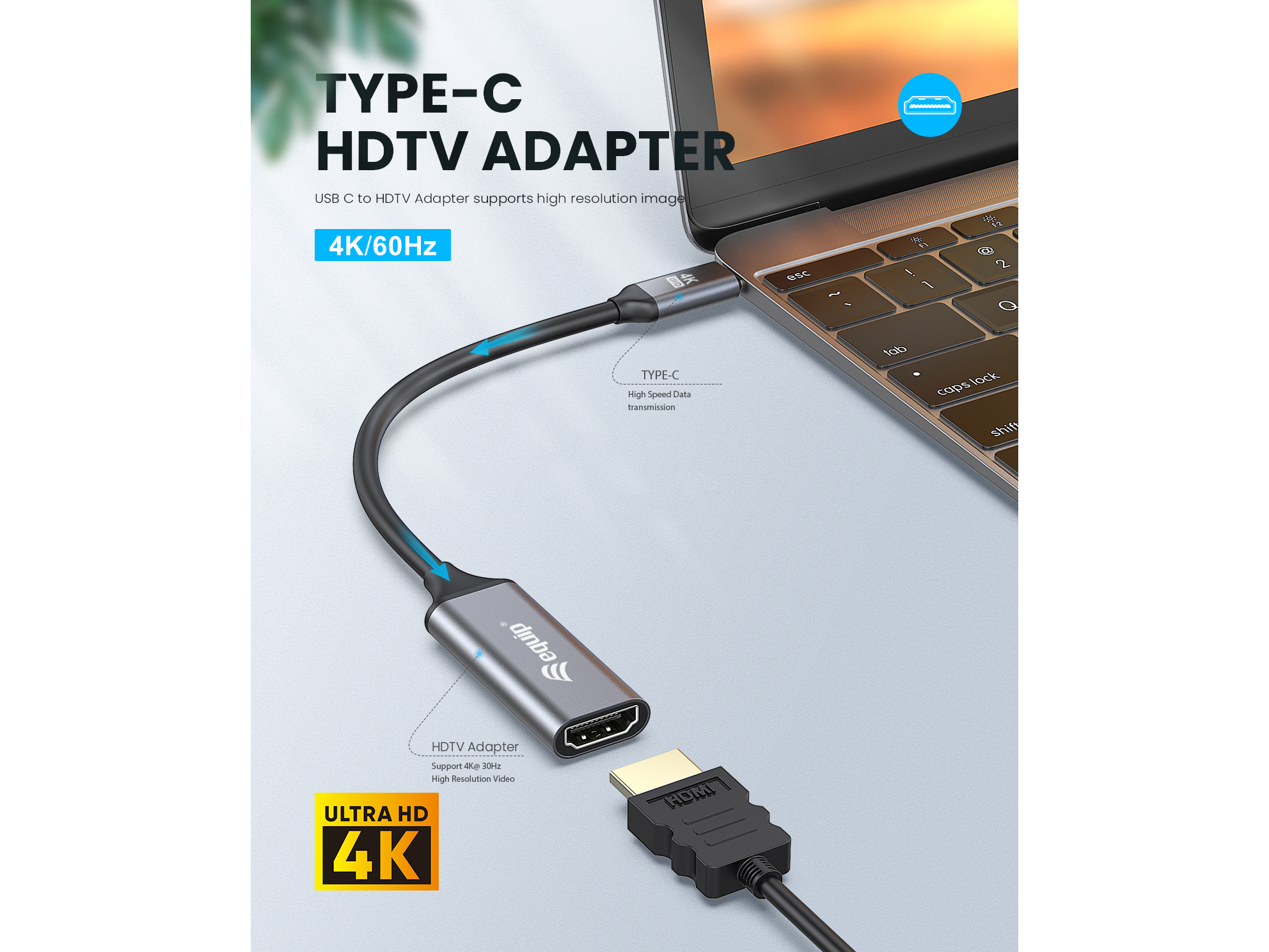 Equip Adapter USB-C->HDMI2.0 St/Bu 4K/ 60Hz 0.15m PVC